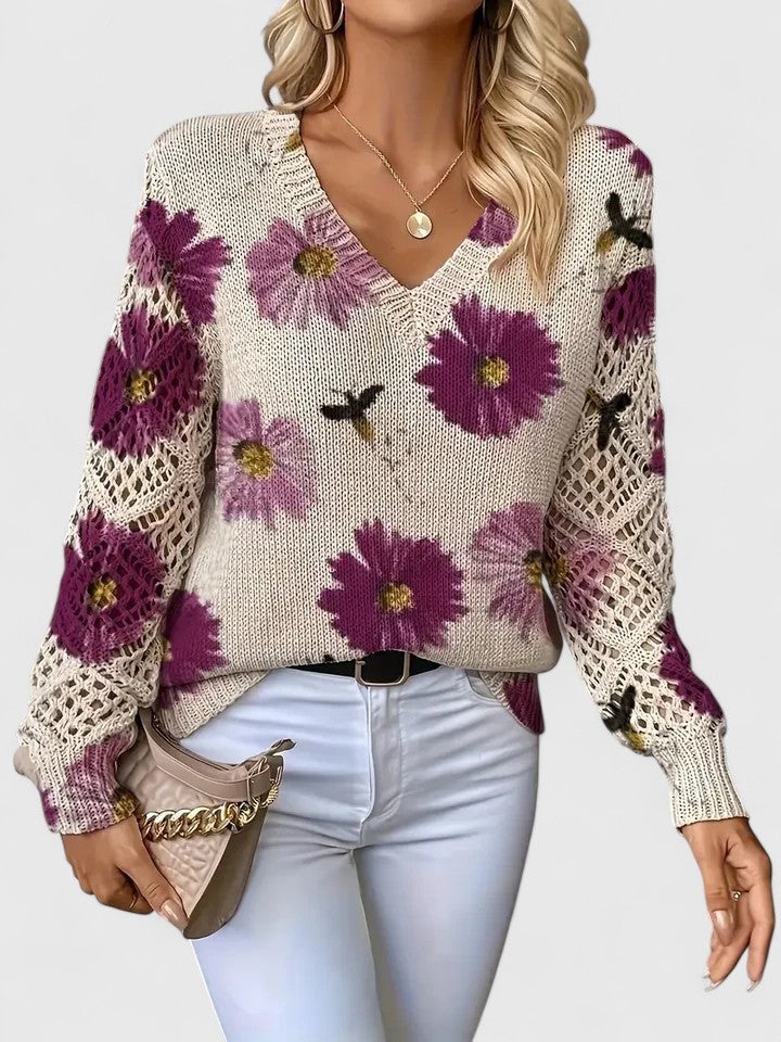 Camryn | Blossom-Print Knit Jumper