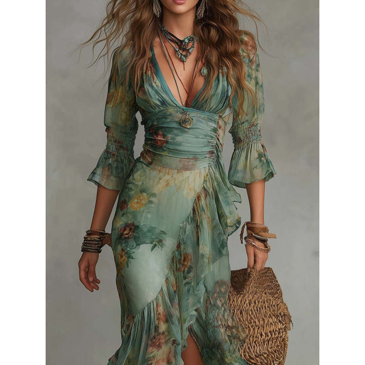 Isabelle | Floral Ruffle Wrap Dress