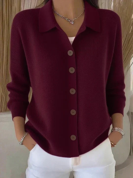 Adela | Collared Button-Front Cardigan