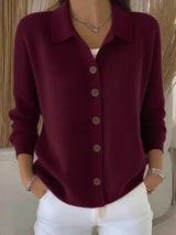 Bernadette | Button-Front Collared Cardigan