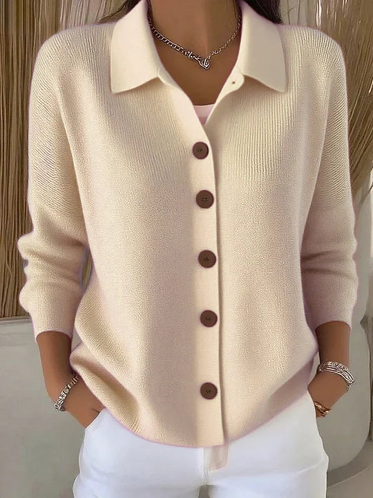 Bernadette | Button-Front Collared Cardigan