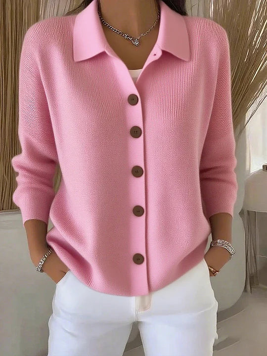 Bernadette | Button-Front Collared Cardigan