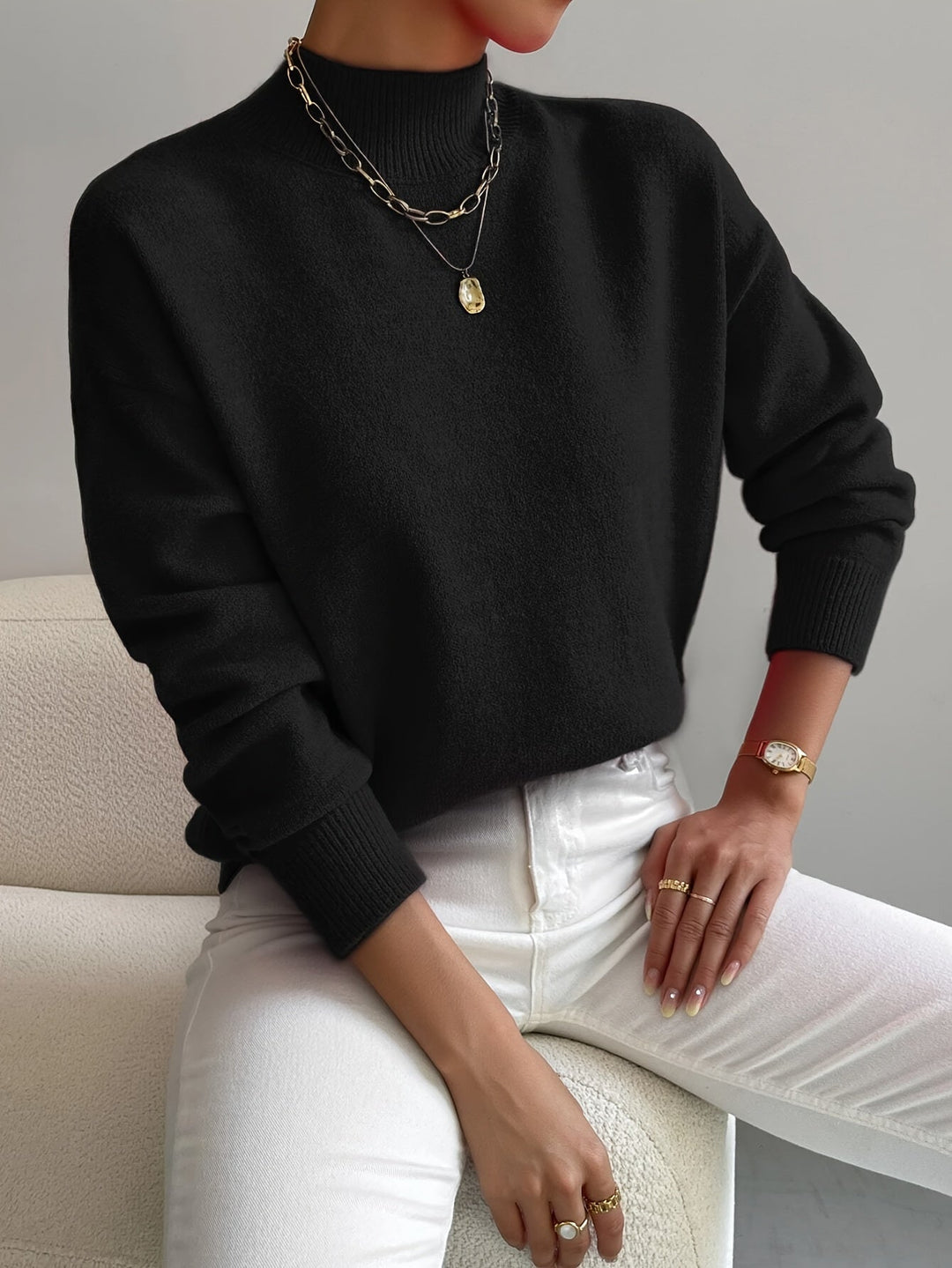 Suzanne | Soft Mock-Neck Sweater