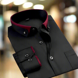 Theodore | Refined Contrast-Collar Long-Sleeve Shirt