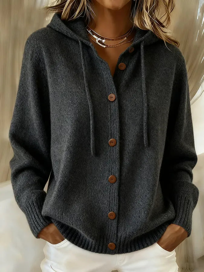 Iona | Relaxed Hooded Button Cardigan