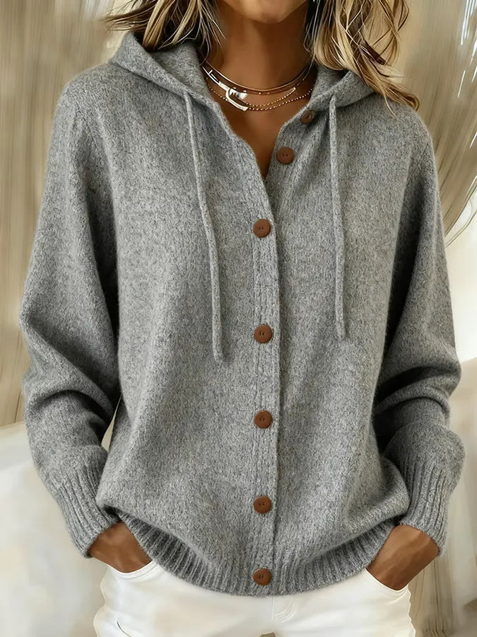 Iona | Relaxed Hooded Button Cardigan
