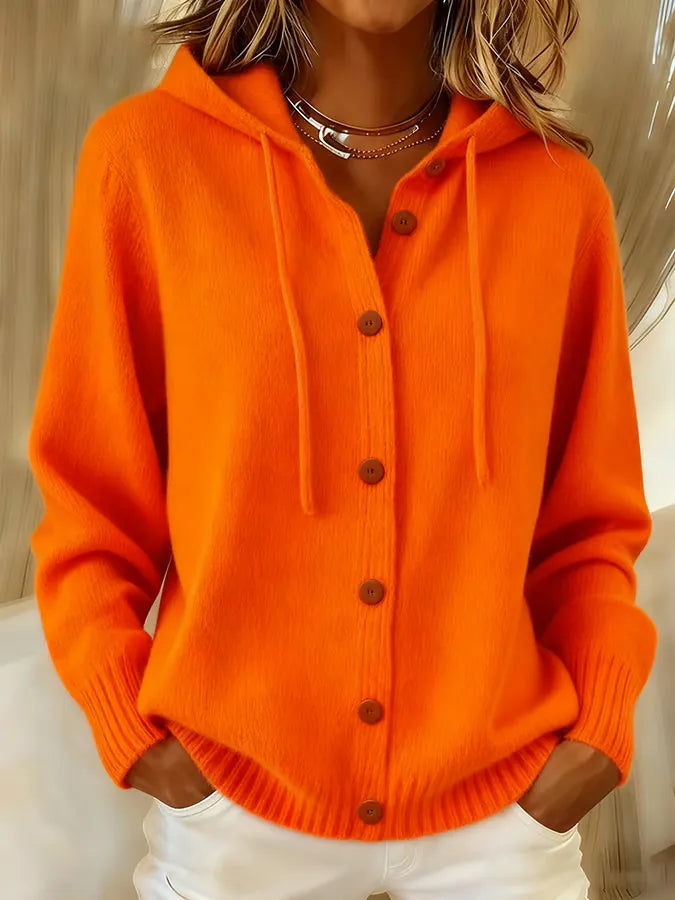 Iona | Relaxed Hooded Button Cardigan
