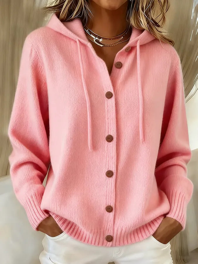 Iona | Relaxed Hooded Button Cardigan