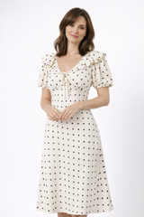 Mirabel | Ruffled Polka Dot Midi Dress