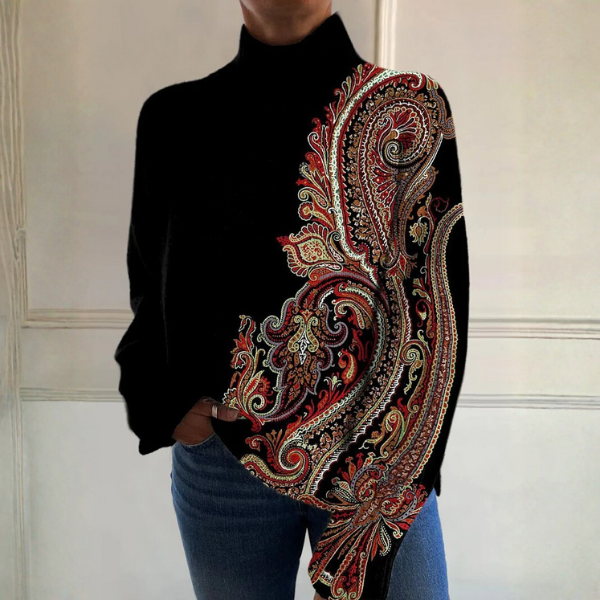 Eliza | Ornate Paisley High-Neck Top