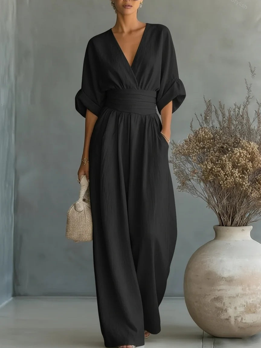 Lena | Wide-Leg Wrap Jumpsuit