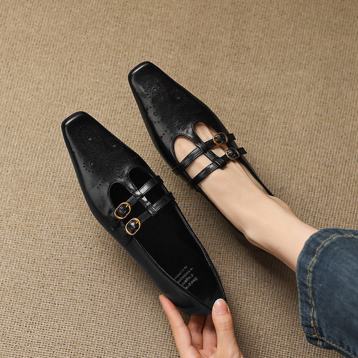 Etta | Brogued Double-Strap Mules