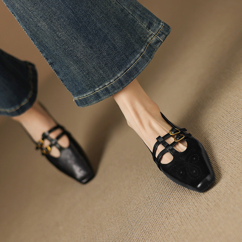 Etta | Brogued Double-Strap Mules