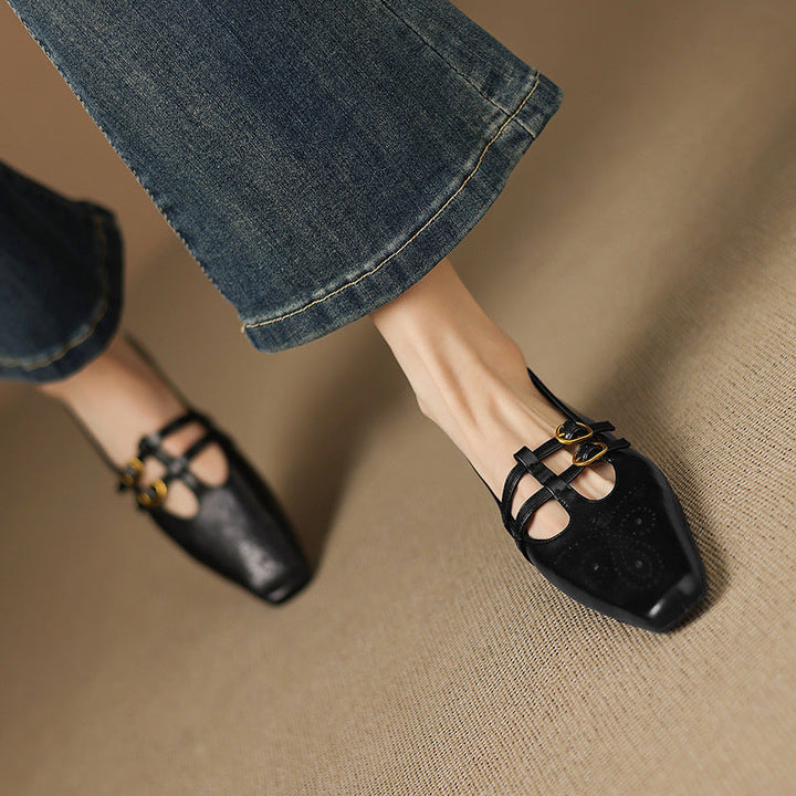 Etta | Brogued Double-Strap Mules