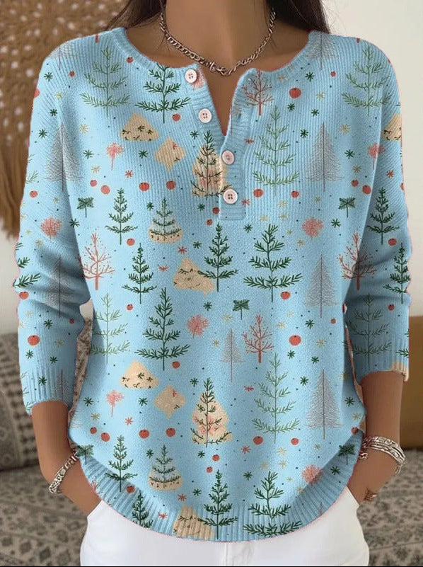 Colleen | Festive Button-Neck Sweater