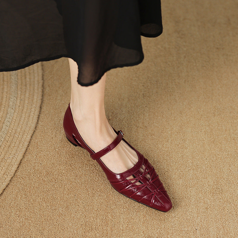 Margery | Pointed Strap Mary Jane Flats