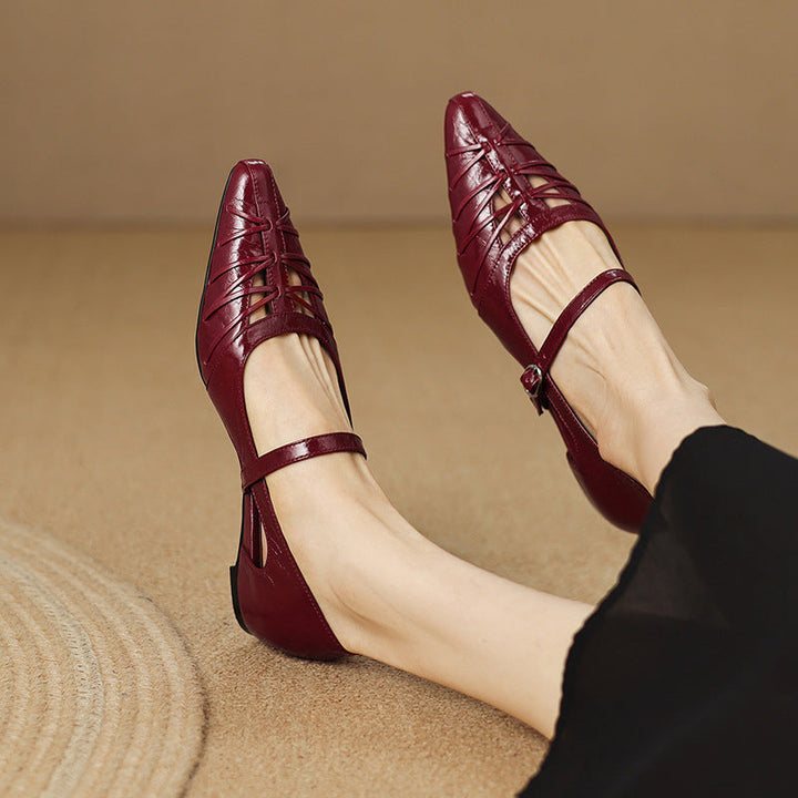 Margery | Pointed Strap Mary Jane Flats