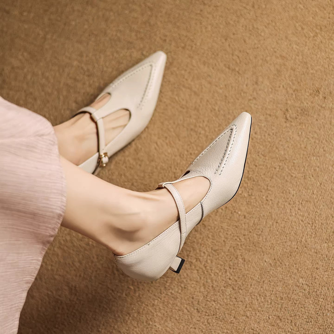 Eliza | Pointed T-Strap Heels
