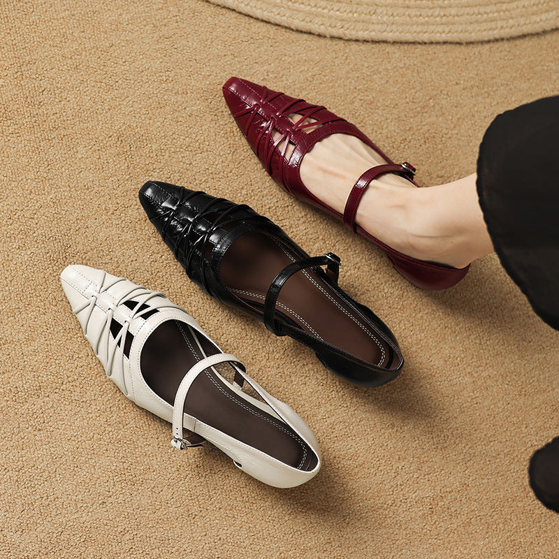 Margery | Pointed Strap Mary Jane Flats
