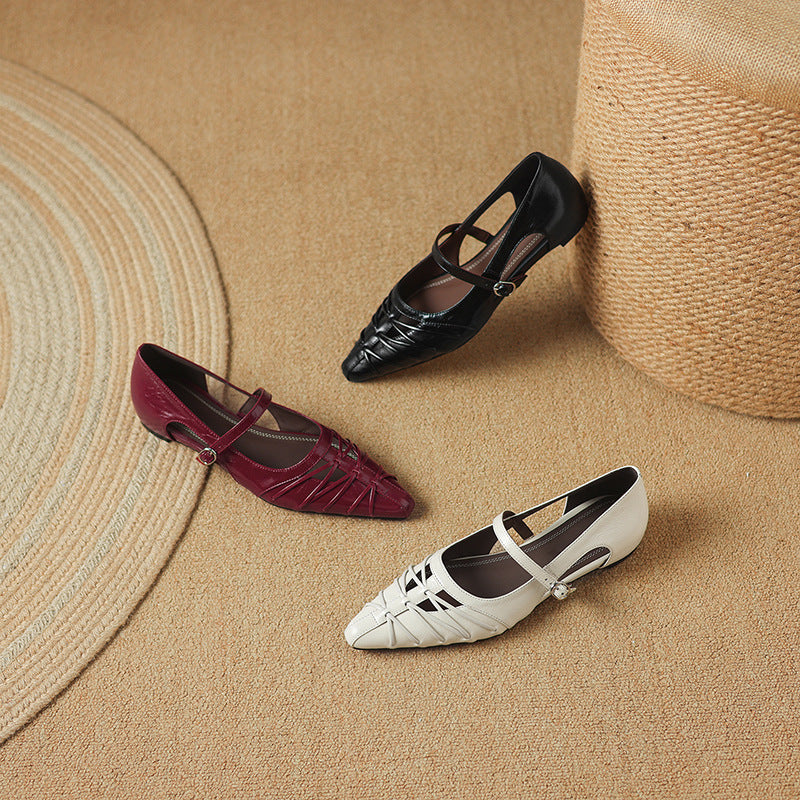 Margery | Pointed Strap Mary Jane Flats