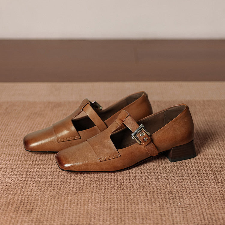 Farrah | Buckled Square-Toe Mules
