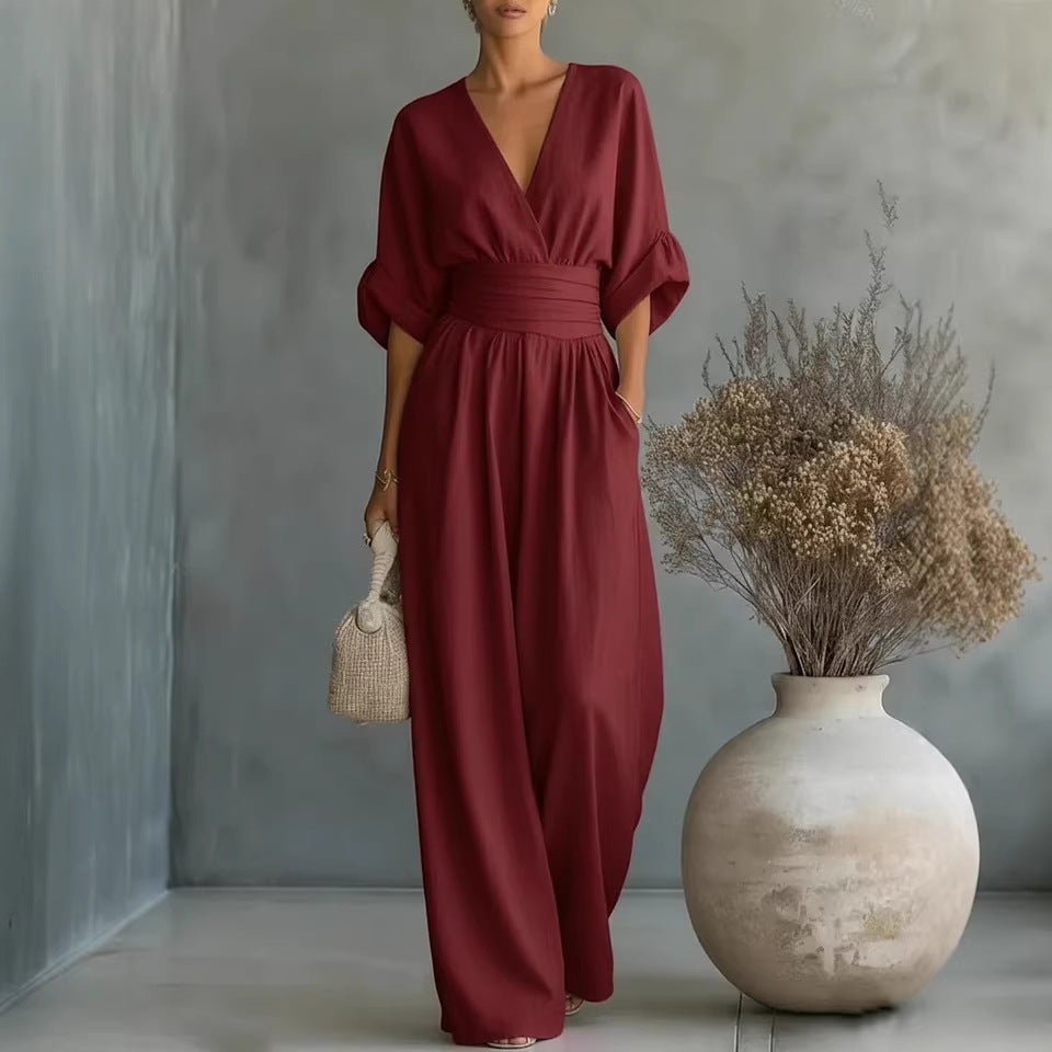 Lena | Wide-Leg Wrap Jumpsuit