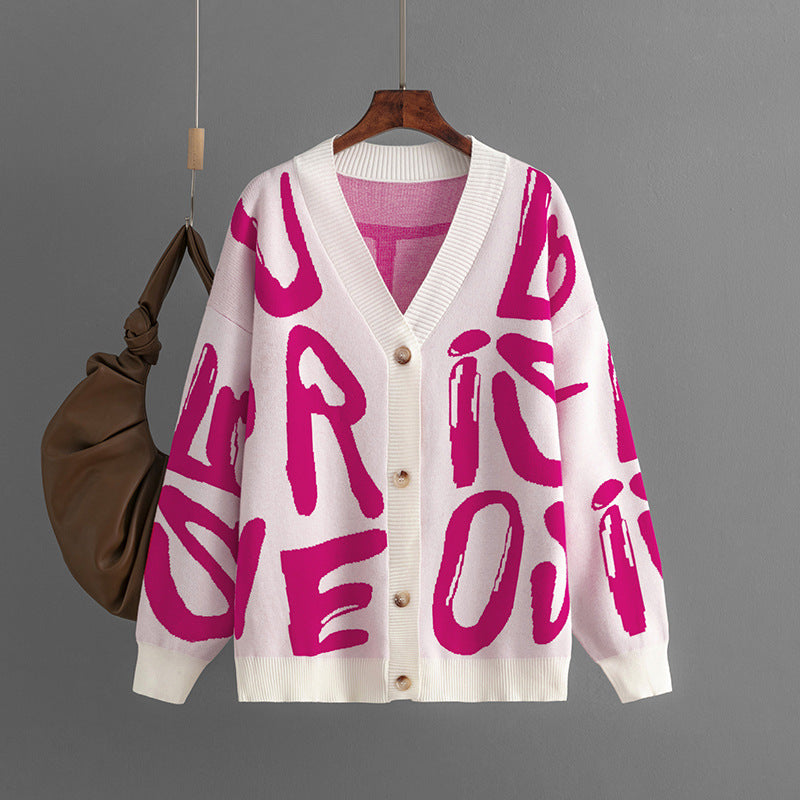 Pearl | Bold Letter Knit Cardigan