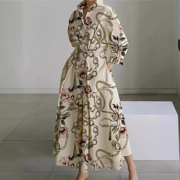 Vanessa | Elegant Wrap-Front Collared Maxi Dress