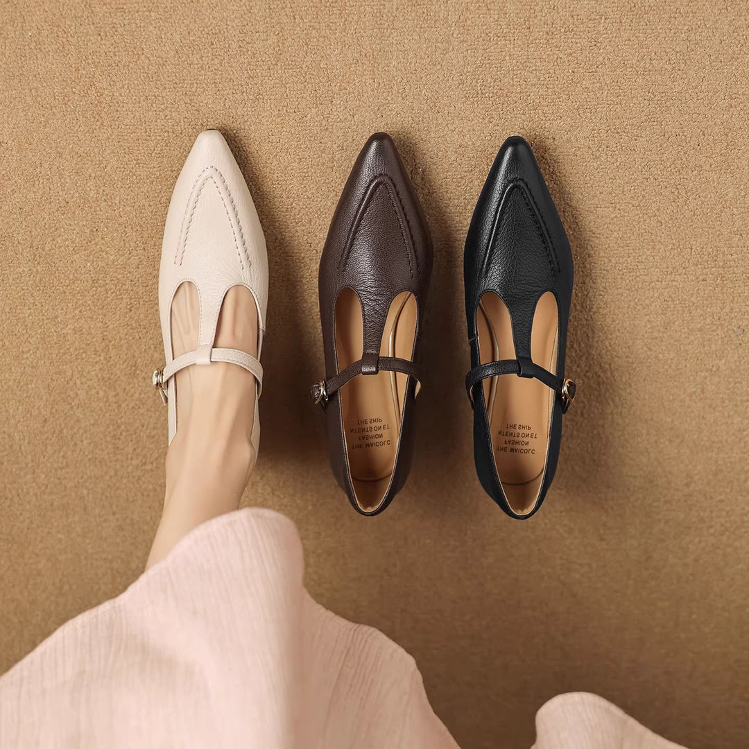 Eliza | Pointed T-Strap Heels