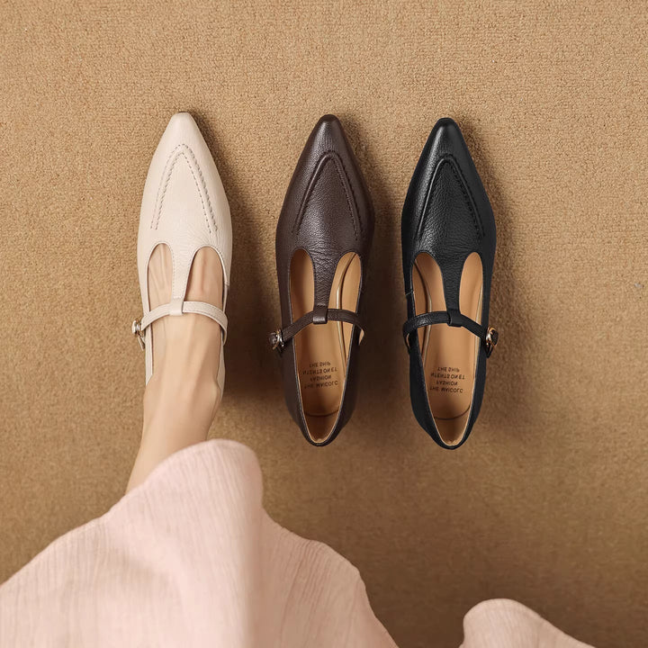 Eliza | Pointed T-Strap Heels