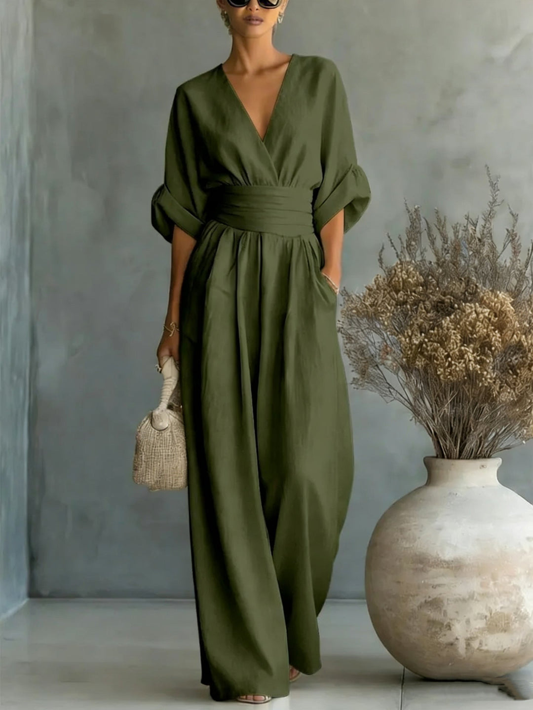 Lena | Wide-Leg Wrap Jumpsuit