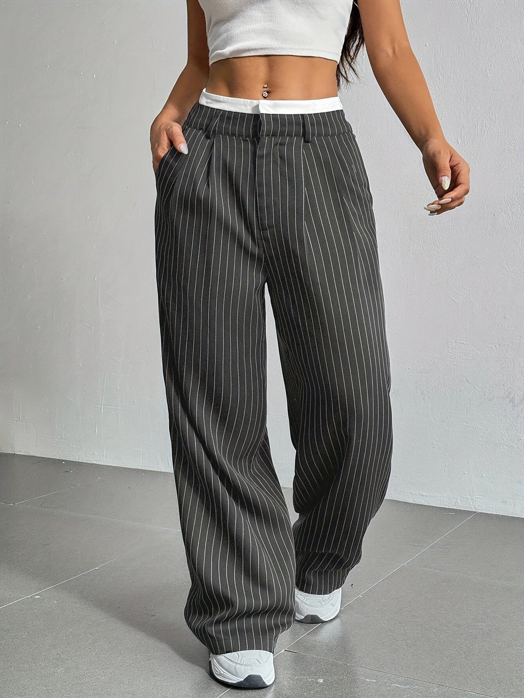 Rosanne | Pinstripe Wide-Leg Trousers