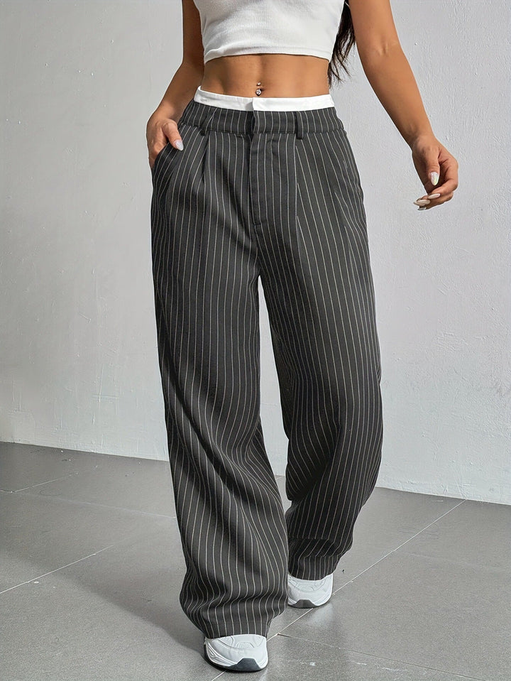 Rosanne | Pinstripe Wide-Leg Trousers