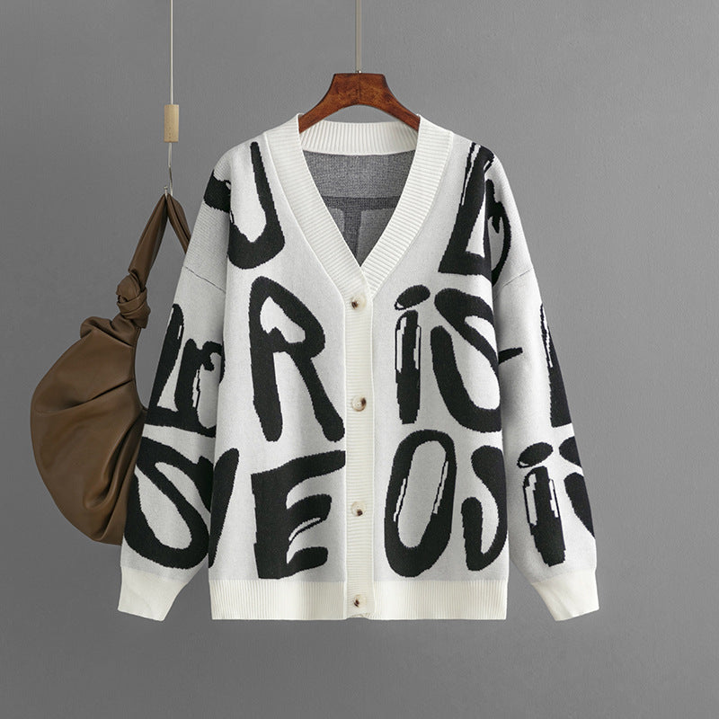 Pearl | Bold Letter Knit Cardigan