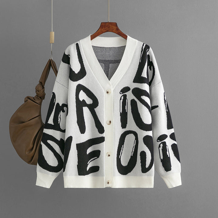 Pearl | Bold Letter Knit Cardigan