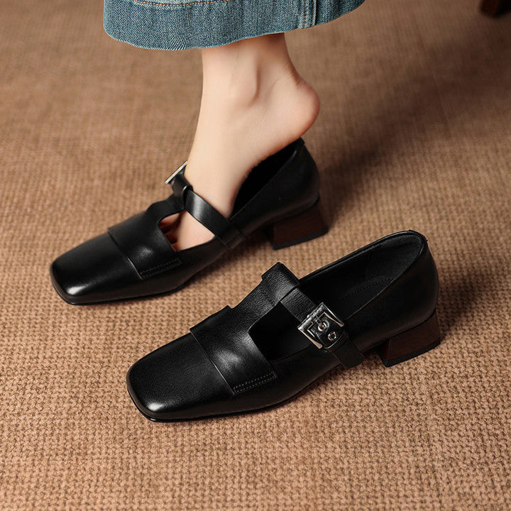 Farrah | Buckled Square-Toe Mules