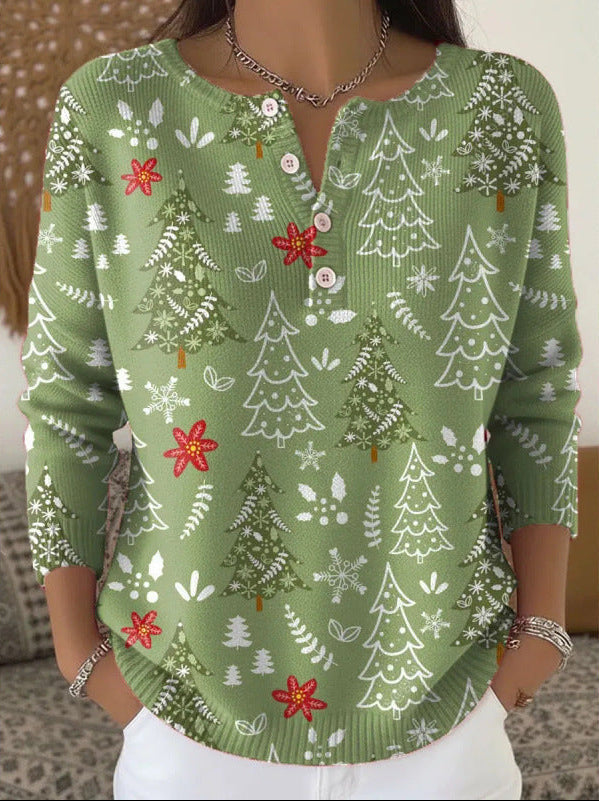 Colleen | Festive Button-Neck Sweater