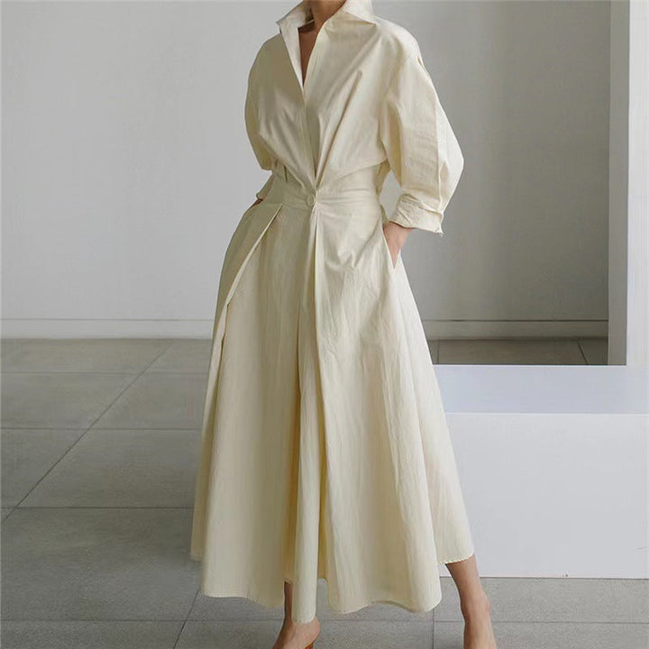 Vanessa | Elegant Wrap-Front Collared Maxi Dress