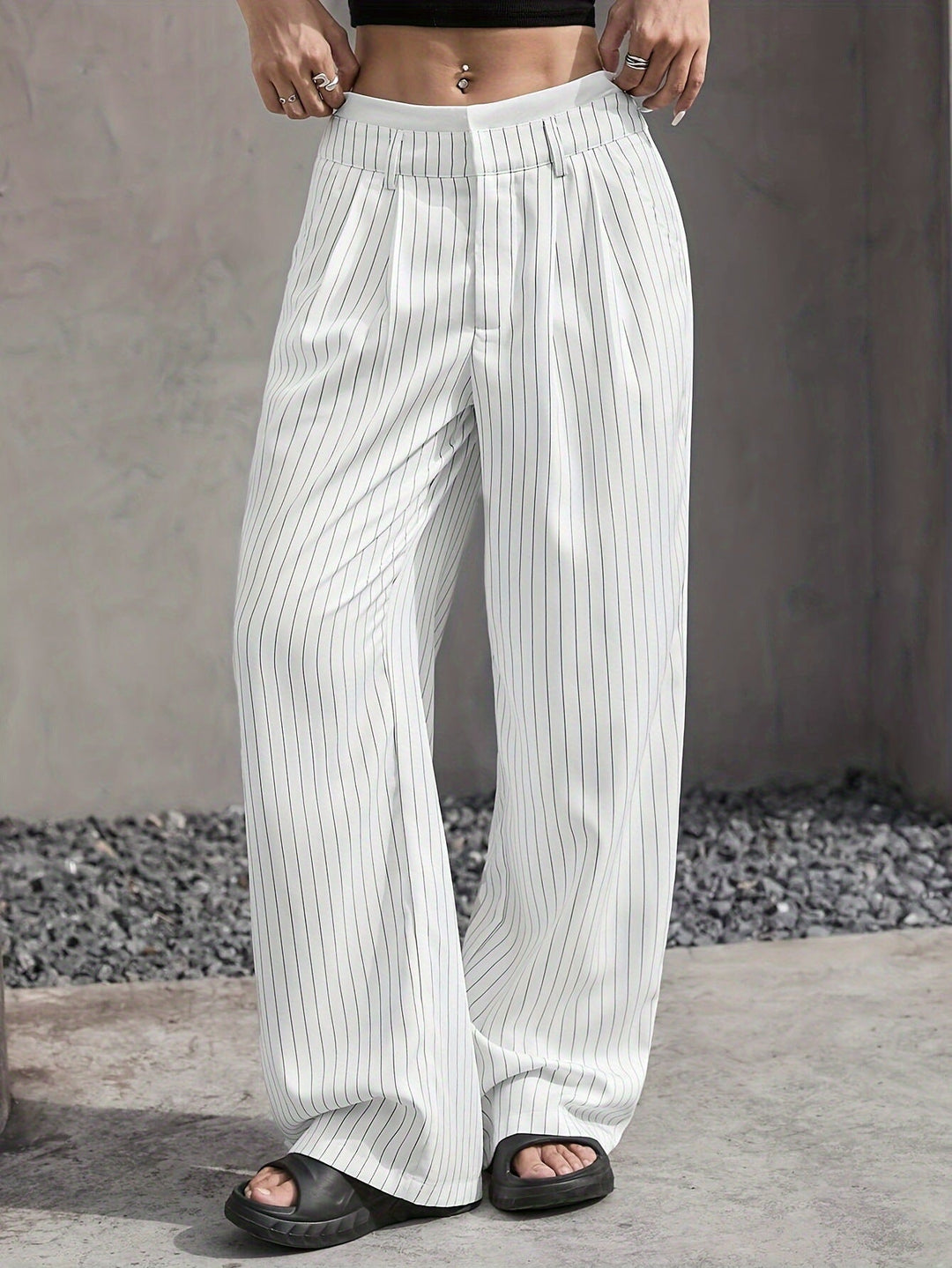 Rosanne | Pinstripe Wide-Leg Trousers
