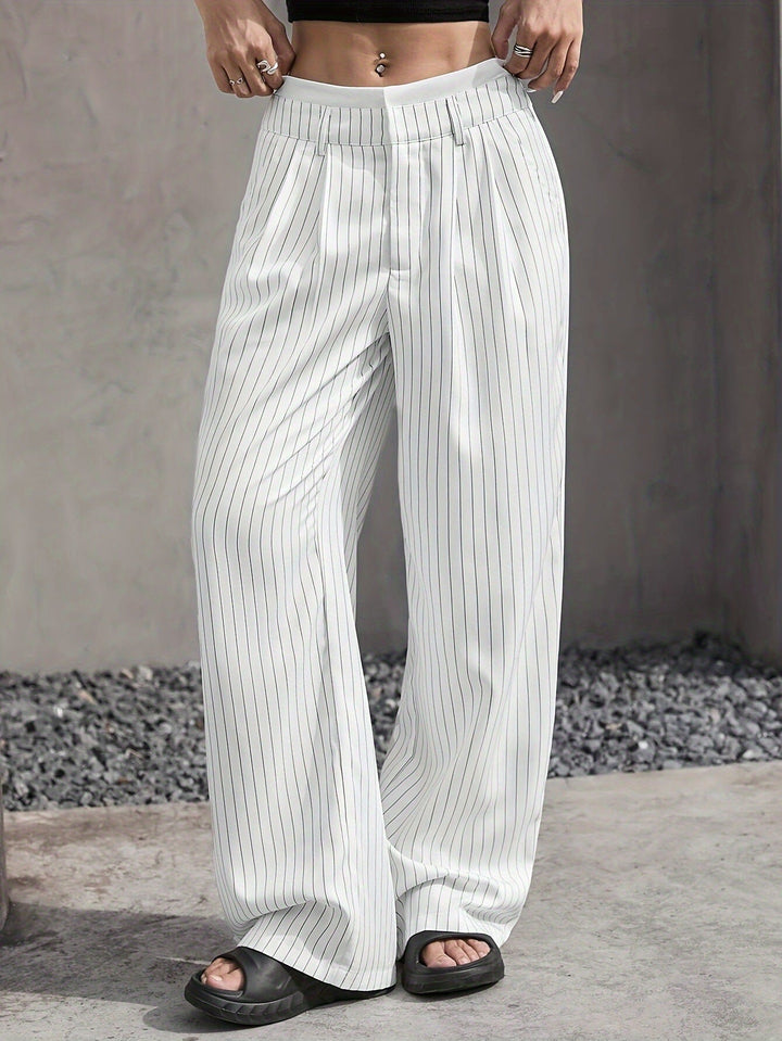 Rosanne | Pinstripe Wide-Leg Trousers