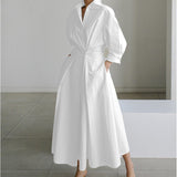 Vanessa | Elegant Wrap-Front Collared Maxi Dress