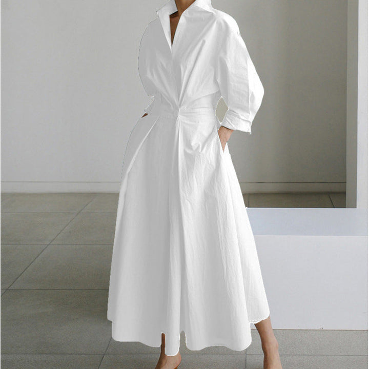 Vanessa | Elegant Wrap-Front Collared Maxi Dress