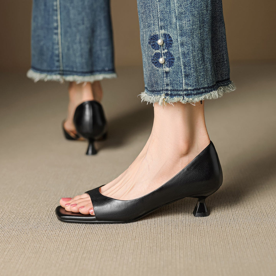 Delaney | Peep-Toe Kitten Heels