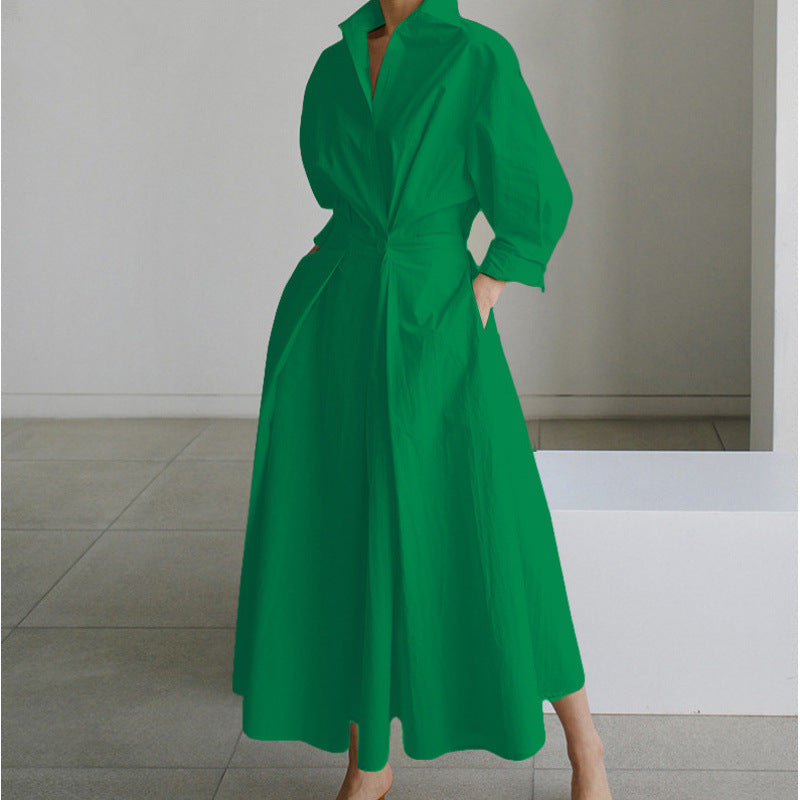 Vanessa | Elegant Wrap-Front Collared Maxi Dress