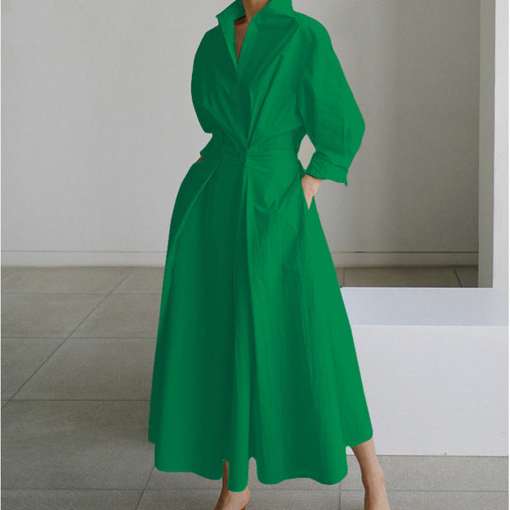 Vanessa | Elegant Wrap-Front Collared Maxi Dress