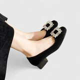 Theodora | Crystal-Buckle Block Heels