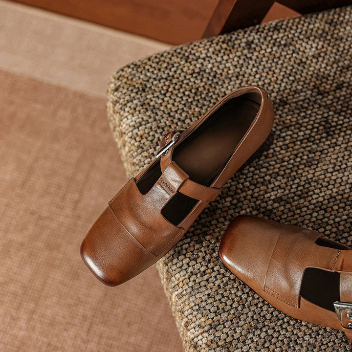 Farrah | Buckled Square-Toe Mules