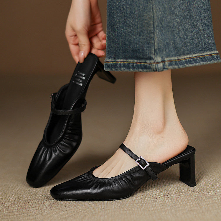 Elsa | Ruched Strap Mules