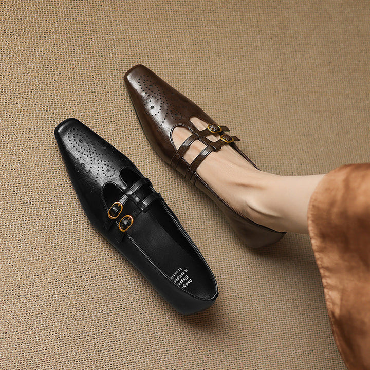 Etta | Brogued Double-Strap Mules