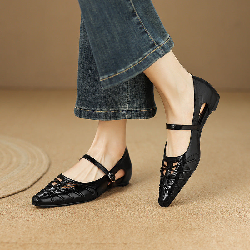 Margery | Pointed Strap Mary Jane Flats